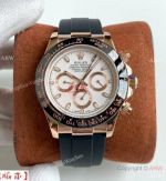 Copy Rolex Daytona A7750 Oysterflex Watch White Dial Rose Gold